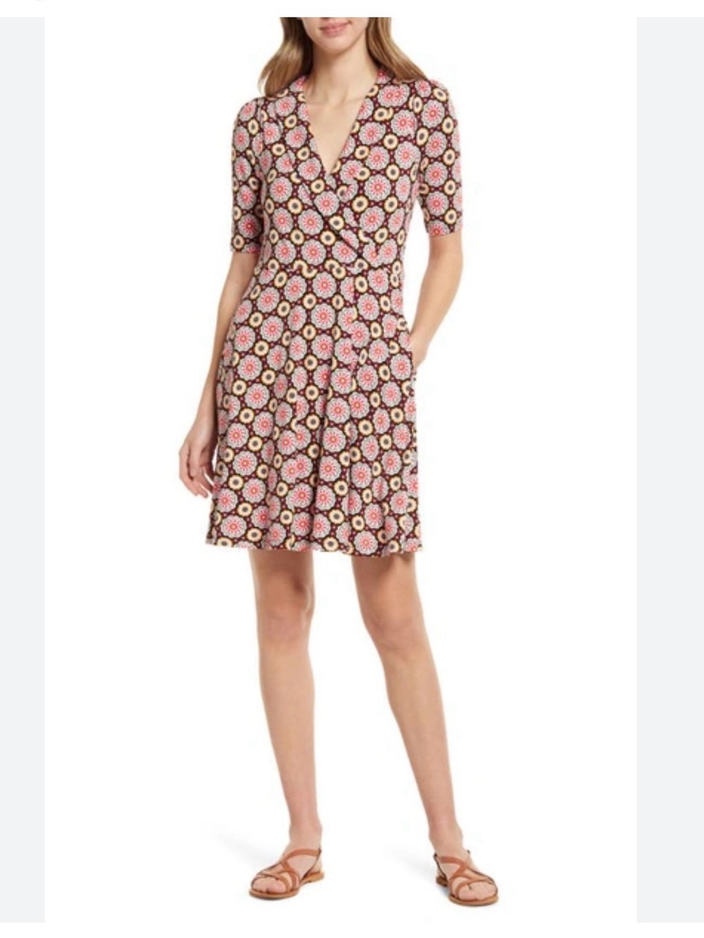 Boden faux wrap dress jersey fabric Sz 2